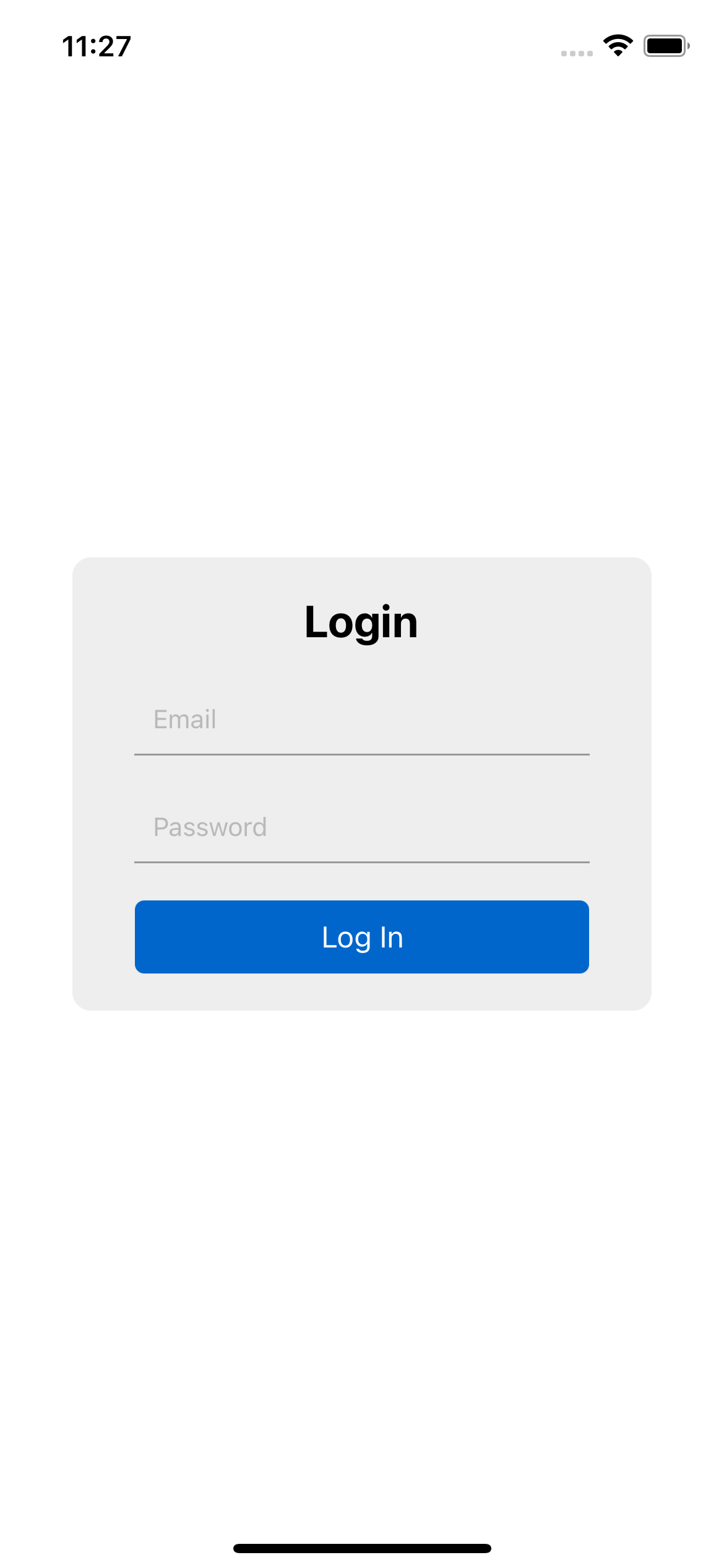 React Native Card Login View Template