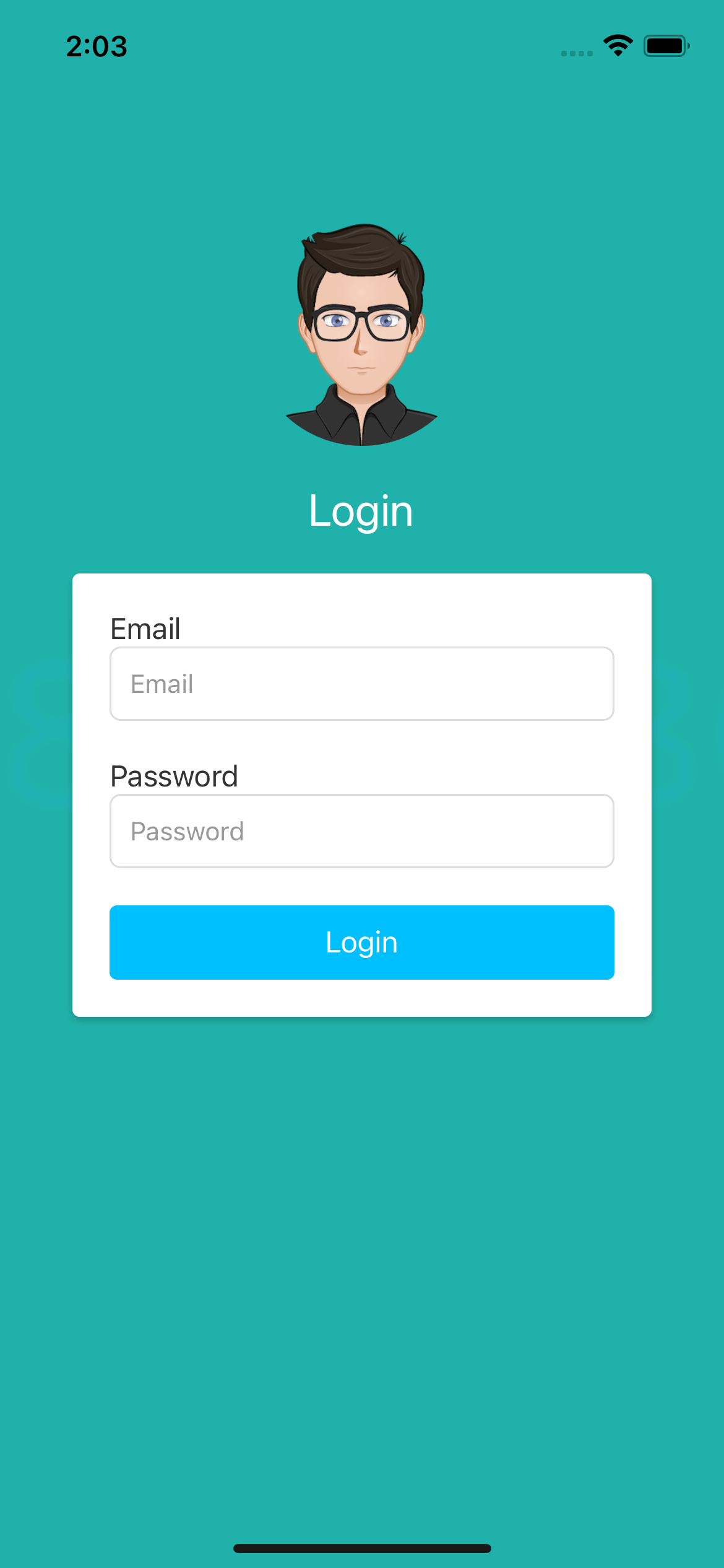 React native template. Login Screen with background and logo