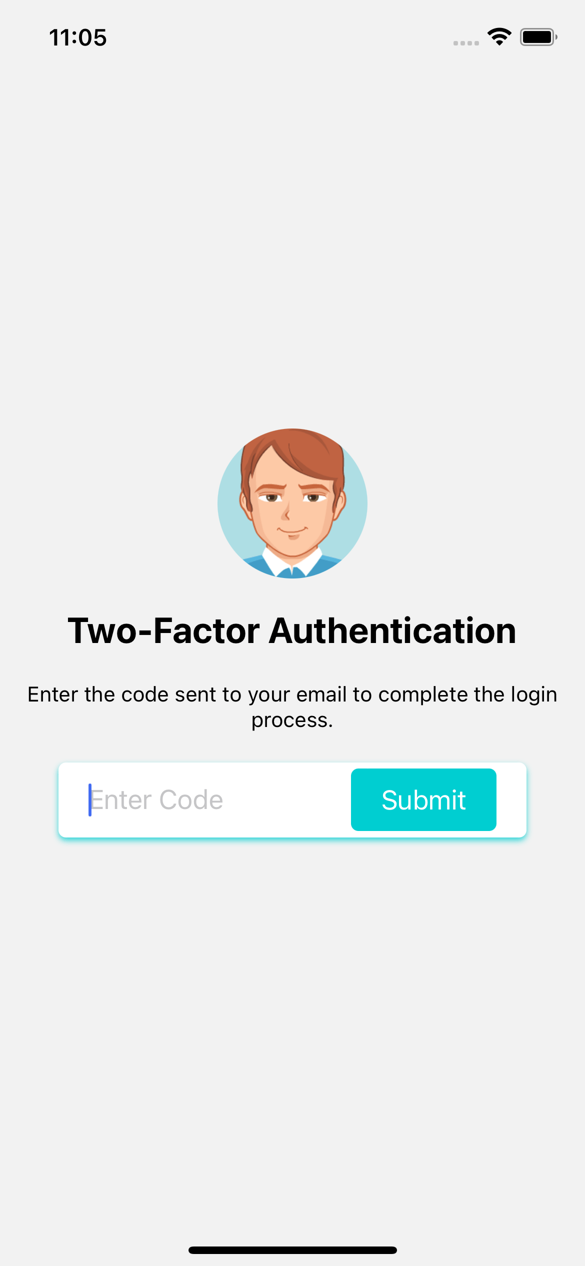 React native template. Two Factor Authentication