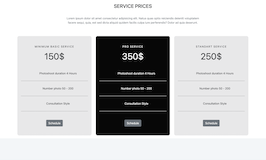 Preview Bootstrap Html Snippet. Services Prices