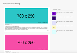 Preview Bootstrap Html Snippet. Blog Page