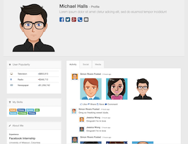 Preview bootstrap html snippet. media profile